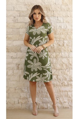 171110 - Vestido Ramany Estampado Folhagem